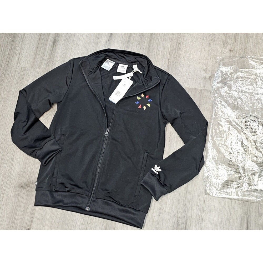 Adidas Youth Boys Full Zip Fleece Hooded Track Jacket M (10-12) Black 3-Stripe